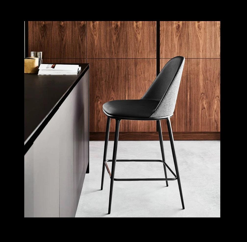 Modern Contemporary Counter Stool Offered In Hide Seat And Back For Sale