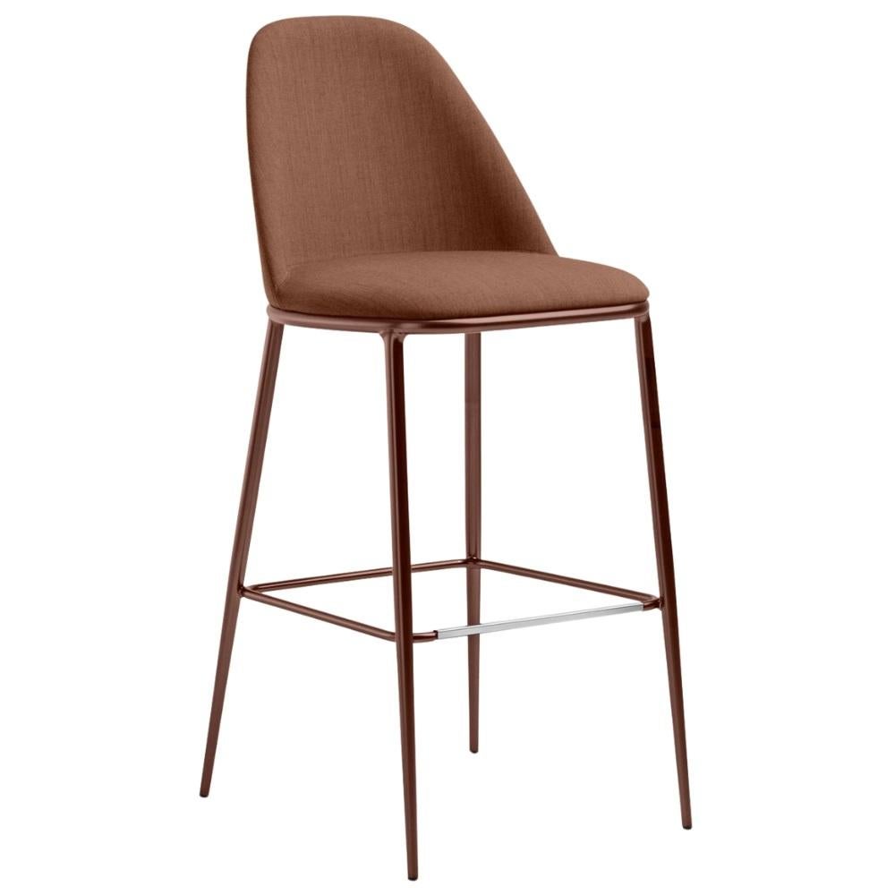 Contemporary Counter Stool Offered In Hide Seat And Back In Distressed Condition For Sale In NEW YORK, NY