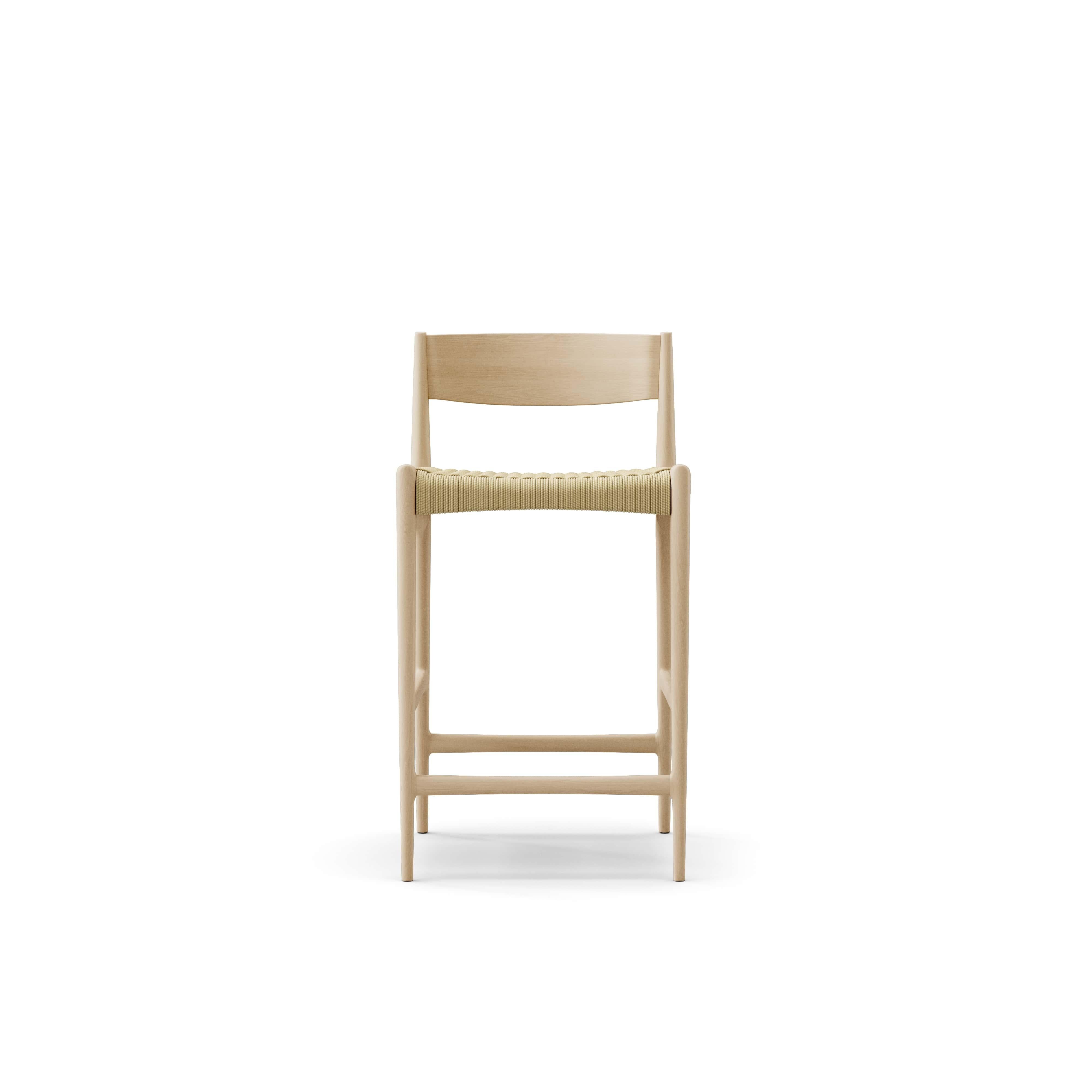 Scandinavo moderno Sgabello da banco contemporaneo PIA by DK3, Natural Cordel, Soap Oak in vendita