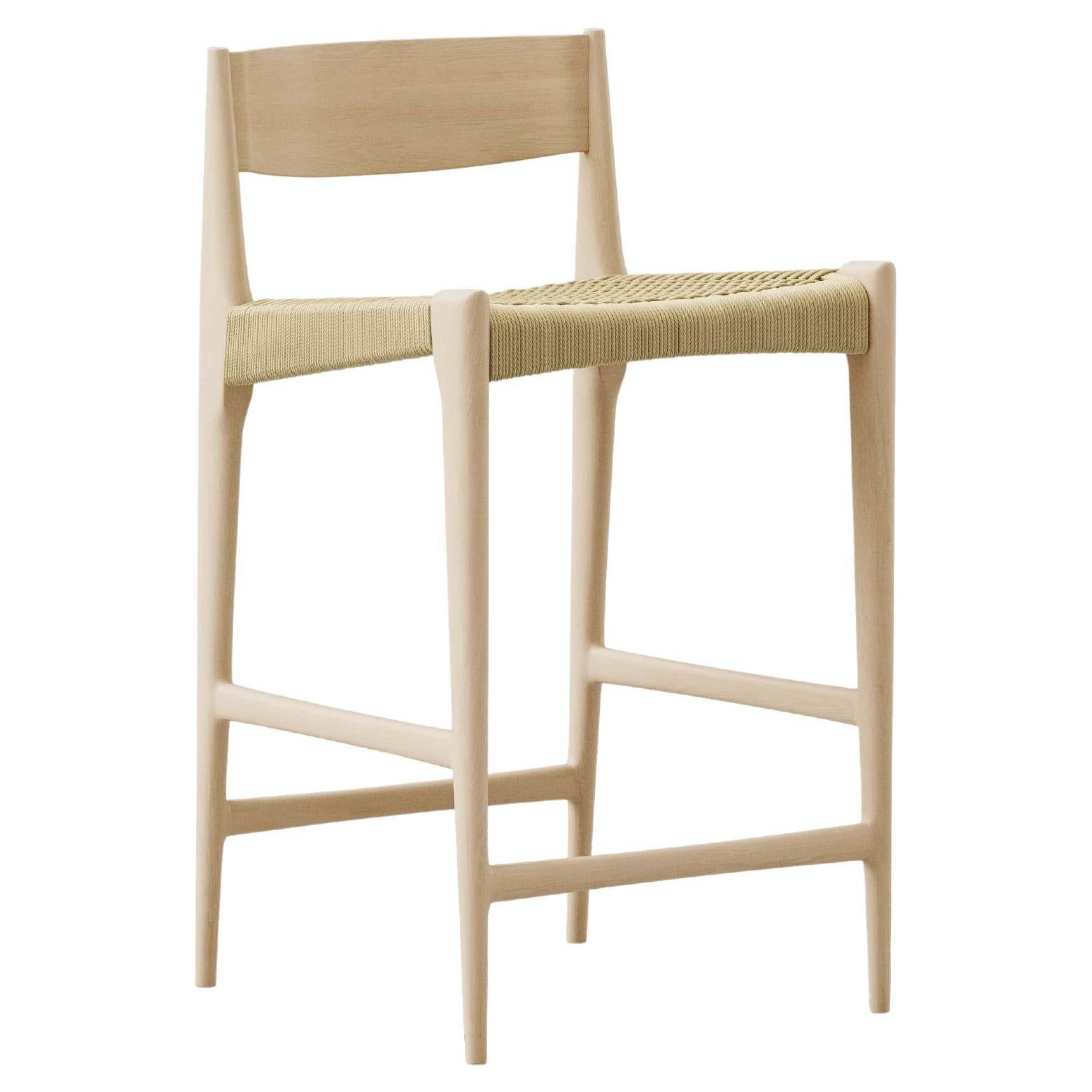 Sgabello da banco contemporaneo PIA by DK3, Natural Cordel, Soap Oak in vendita
