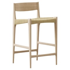 Sgabello da banco contemporaneo PIA by DK3, Natural Cordel, White Oil Oak