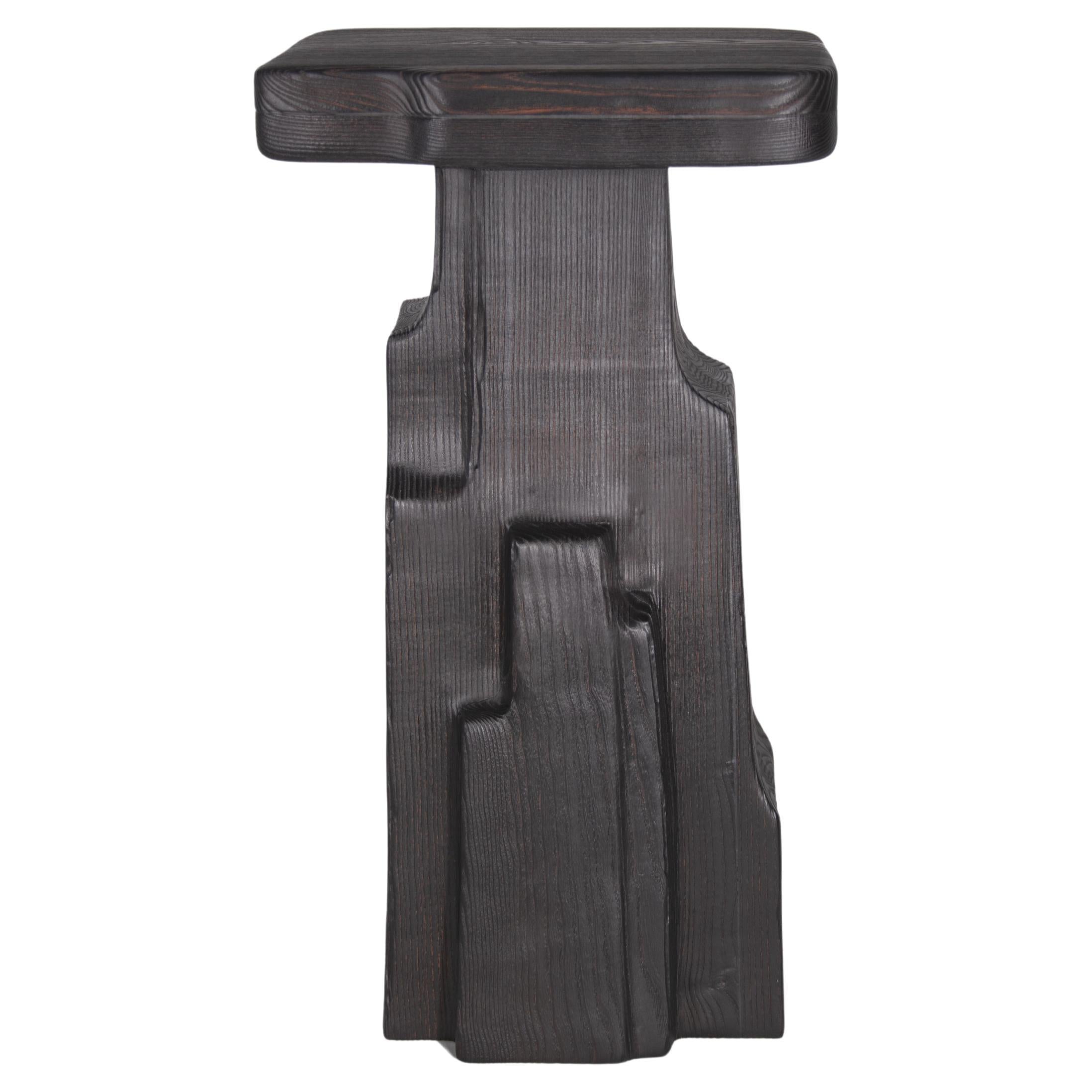 Contemporary Counter Stool 'THARO' by Eichkorn, Burnt Wood, Customizable For Sale