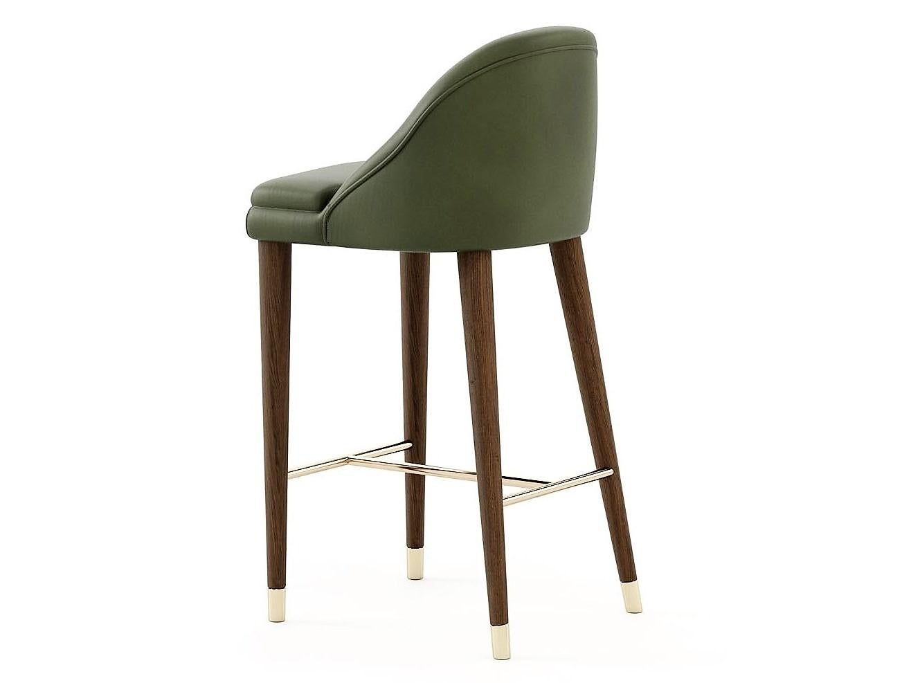 Set of 3 Counter Height Stools Offered In Green Velvet For Sale at
