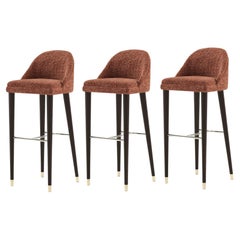 Contemporary Counter Stools Offered in Brick Bouclé and Matte Walnut