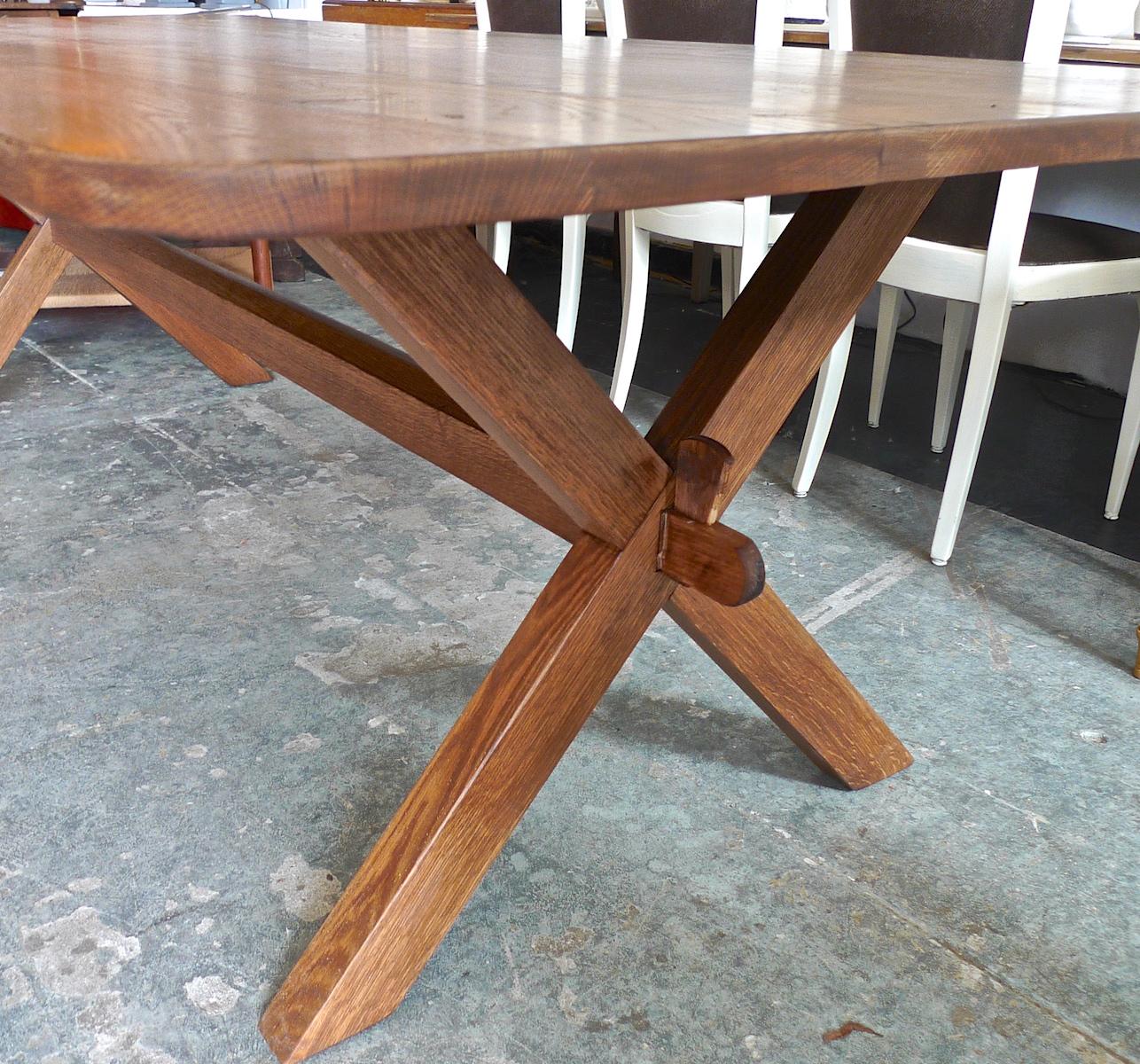 Contemporary Country Trestle Farmhouse Dining Table In New Condition For Sale In Santa Monica, CA