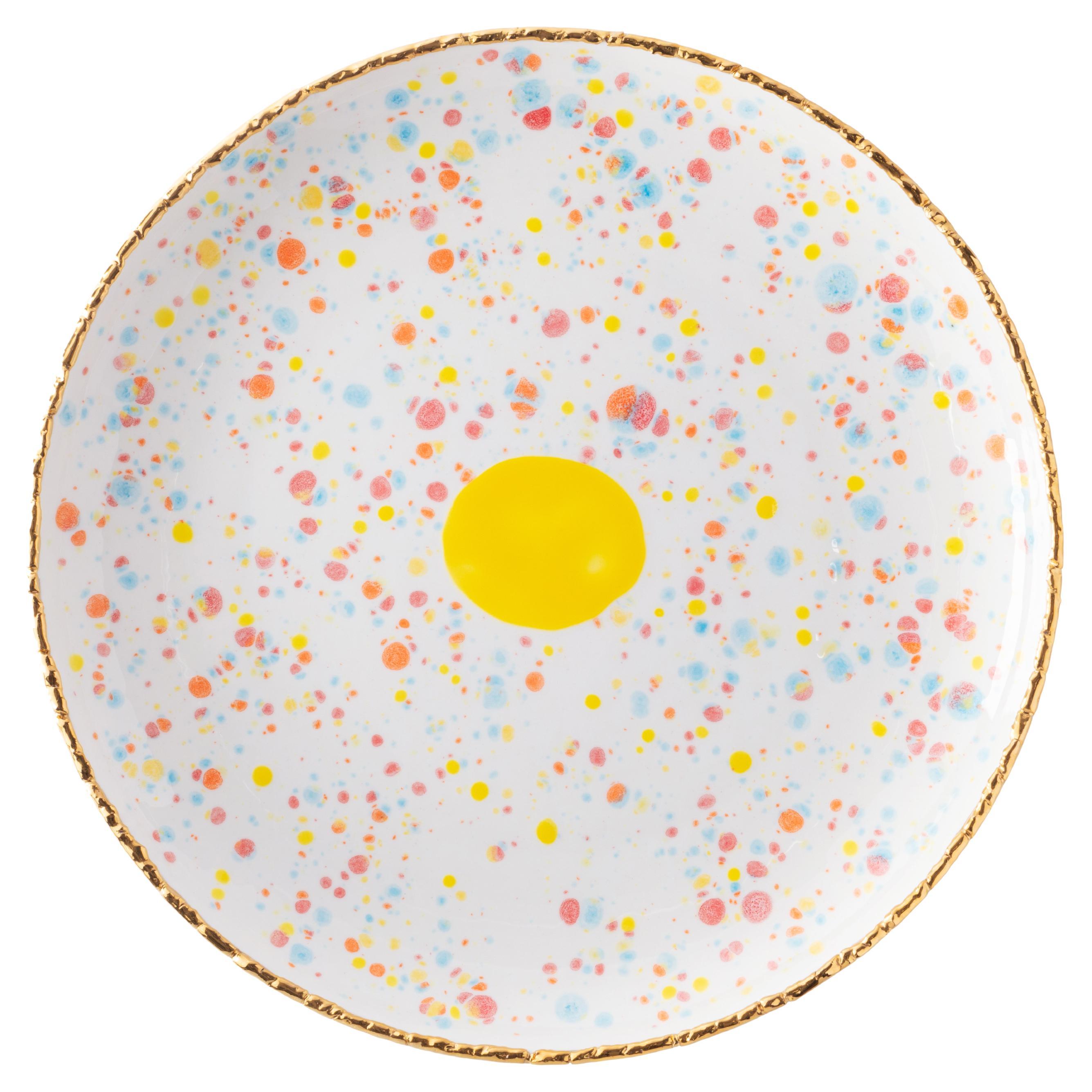 Coupe-plat contemporain or plaqué en porcelaine peint à la main en vente