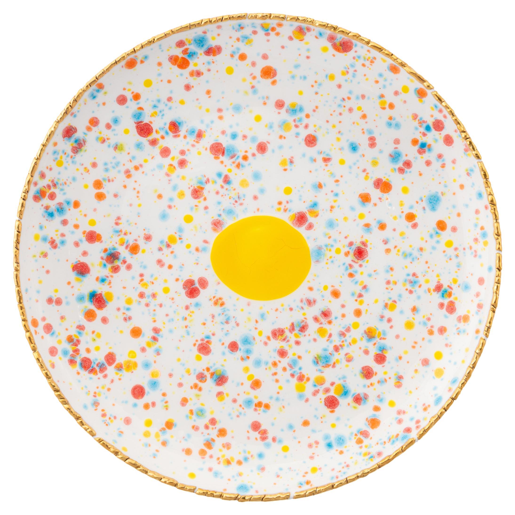 Coupe-plat contemporain or plaque peinte à la main porcelaine vaisselle en vente