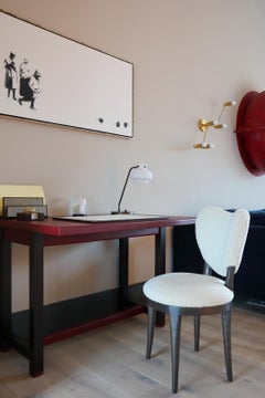 Contemporary Coy Chair White Sheepskin Upholstered Dining Chair or Side Chair