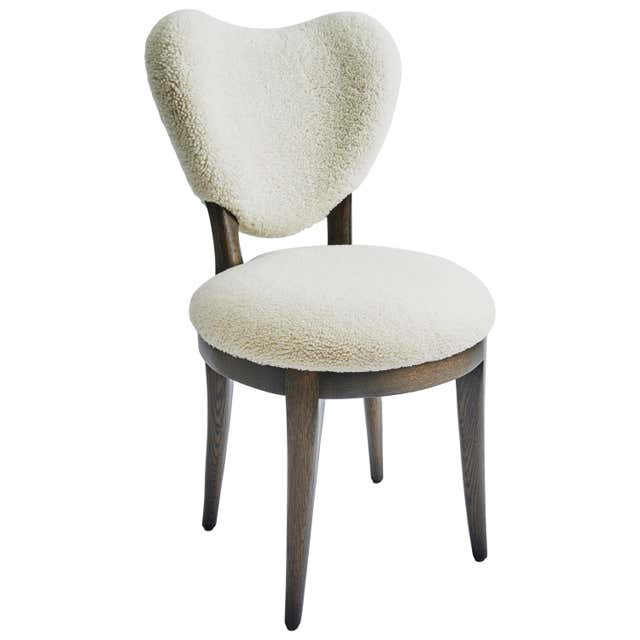 Contemporary Coy Chair White Sheepskin Upholstered Dining Chair or Side ...