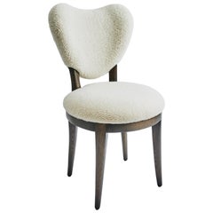 Contemporary Coy Chair White Sheepskin Upholstered Dining Chair or Side Chair