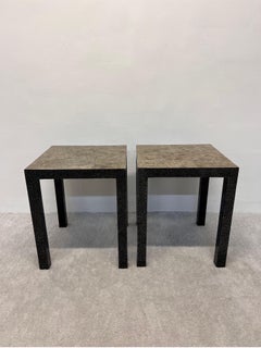 Contemporary Cracked Eggshell Parsons Side Tables by Palecek, 1990s, a Pair