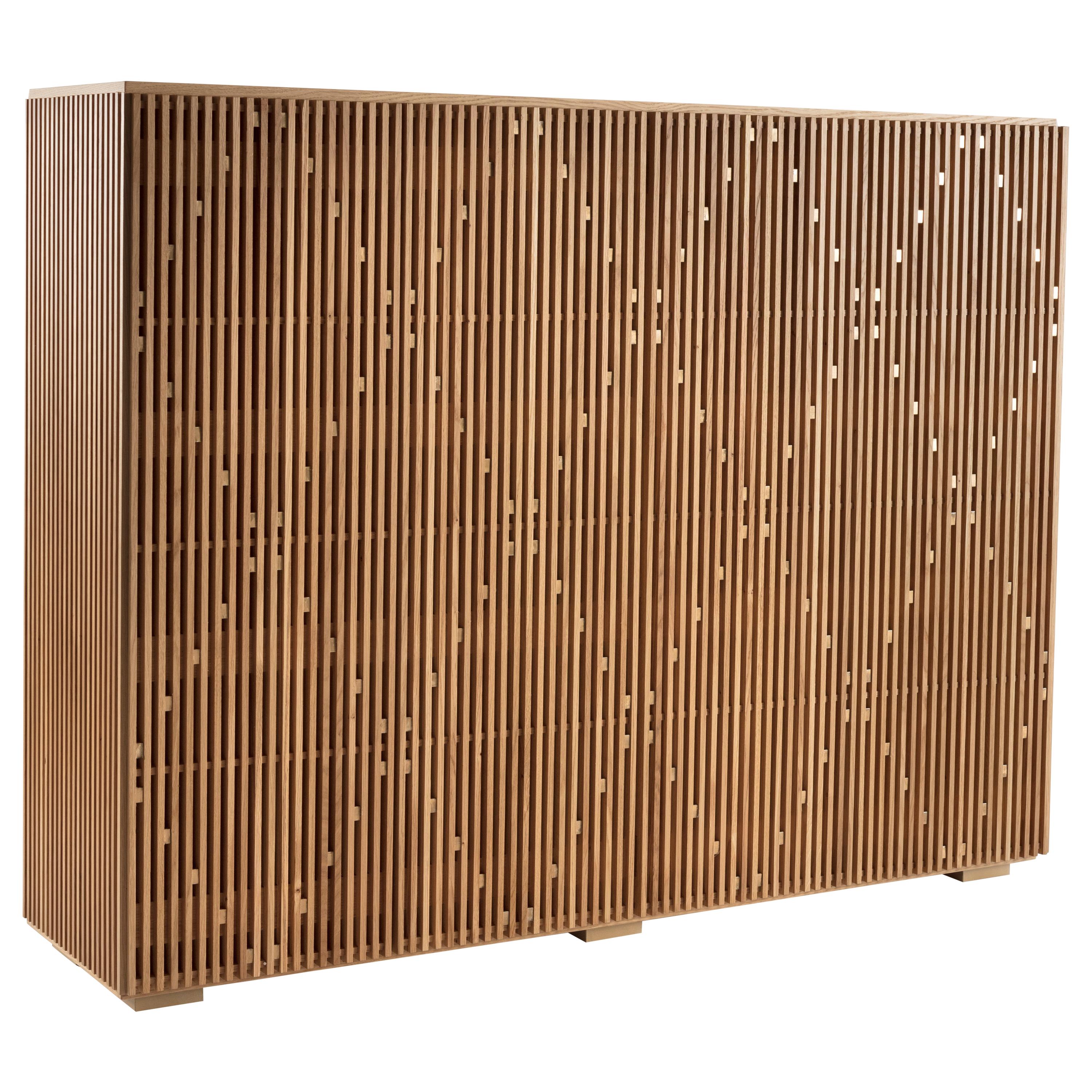 Modern Contemporary Crafted Cabinet, Sideboards Living Room Furniture Oak and Brass For Sale