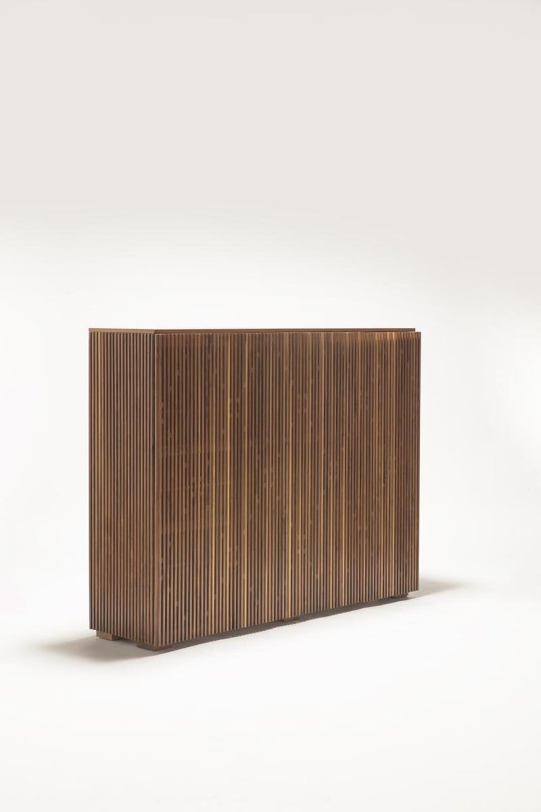 Modern Contemporary Crafted Cabinet, Sideboards Storage Credenza Walnut Brass Medulum For Sale