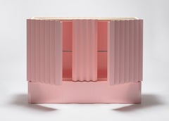 Basalto cabinet, in pink lacquered wood by Accardi Buccheri for Medulum
