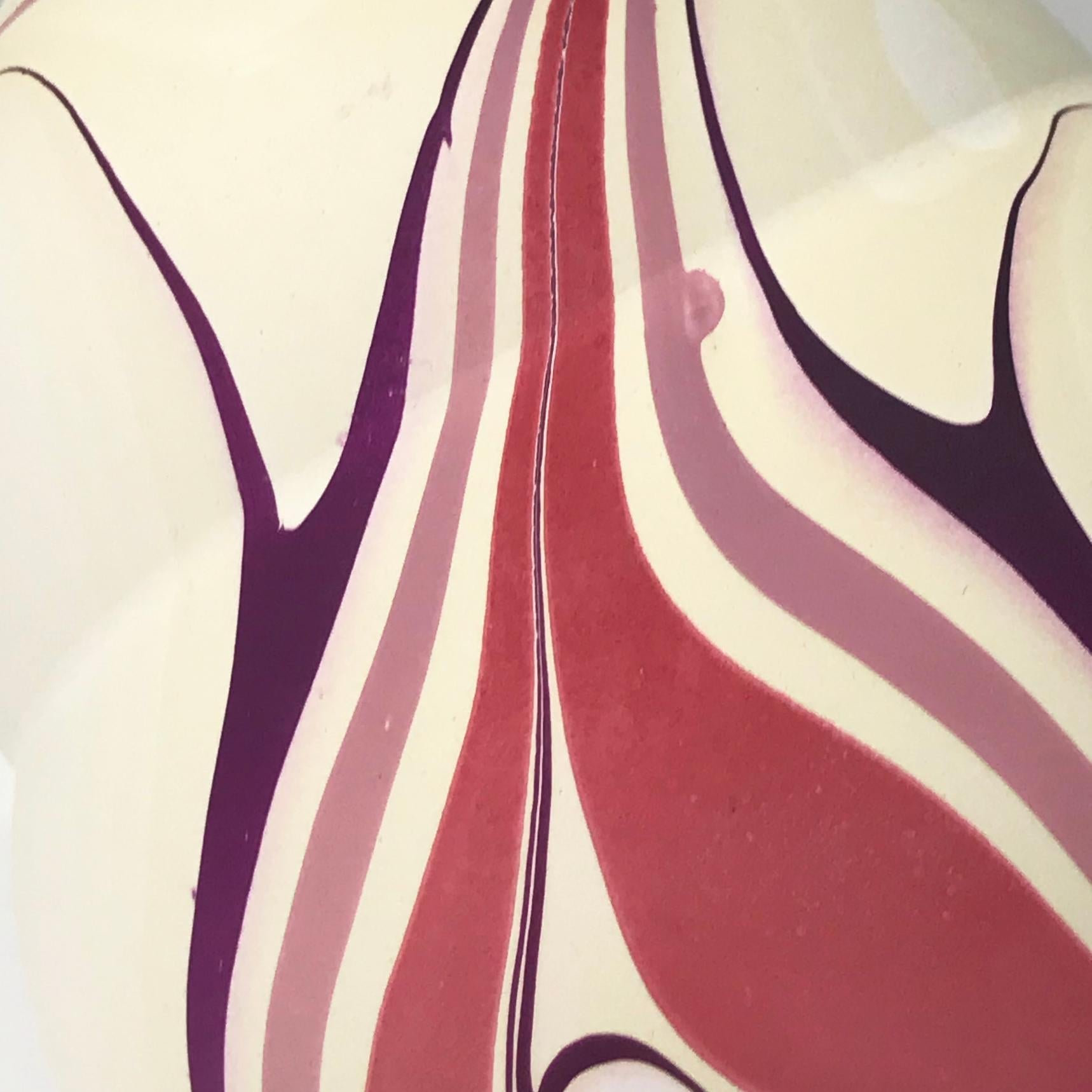 Organic Modern Contemporary Cream and Magenta and Purple Marbled Pandora Vase by Elyse Graham For Sale