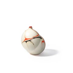 Contemporary Cream and Orange Marbled Daphnis Vase by Elyse Graham