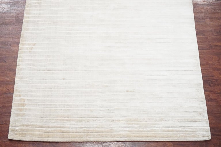 Contemporary Cream Bamboo Silk Rug For Sale at 1stDibs