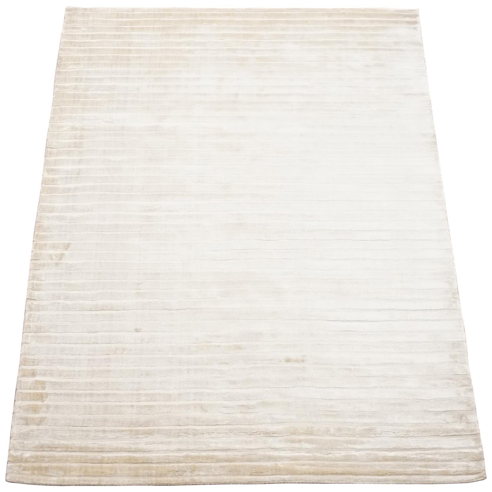 Contemporary Cream Bamboo Silk Rug For Sale at 1stDibs