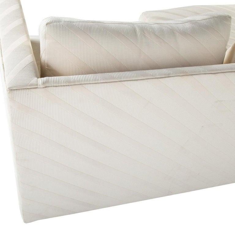 Mid-Century Modern Contemporary Cream Bias Stripe Sofa For Sale