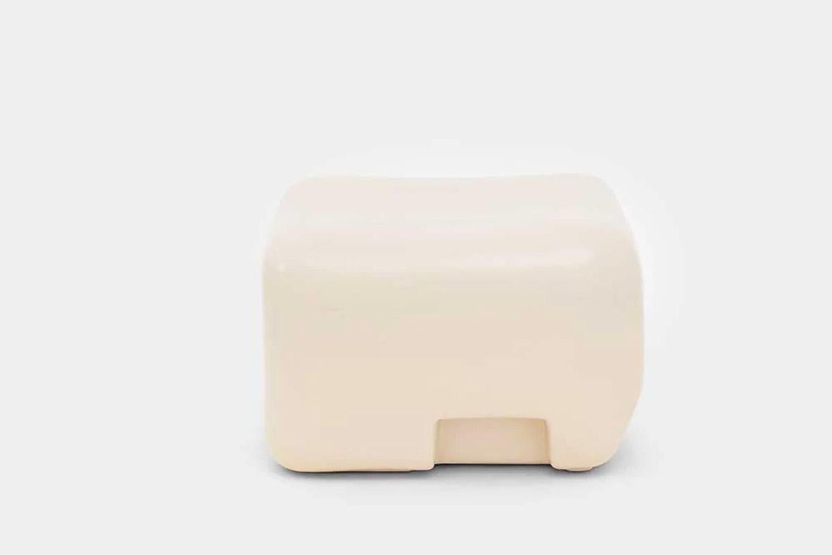 Modern Contemporary cream ceramic low side table / stool, Cobble Low by Faye Toogood For Sale