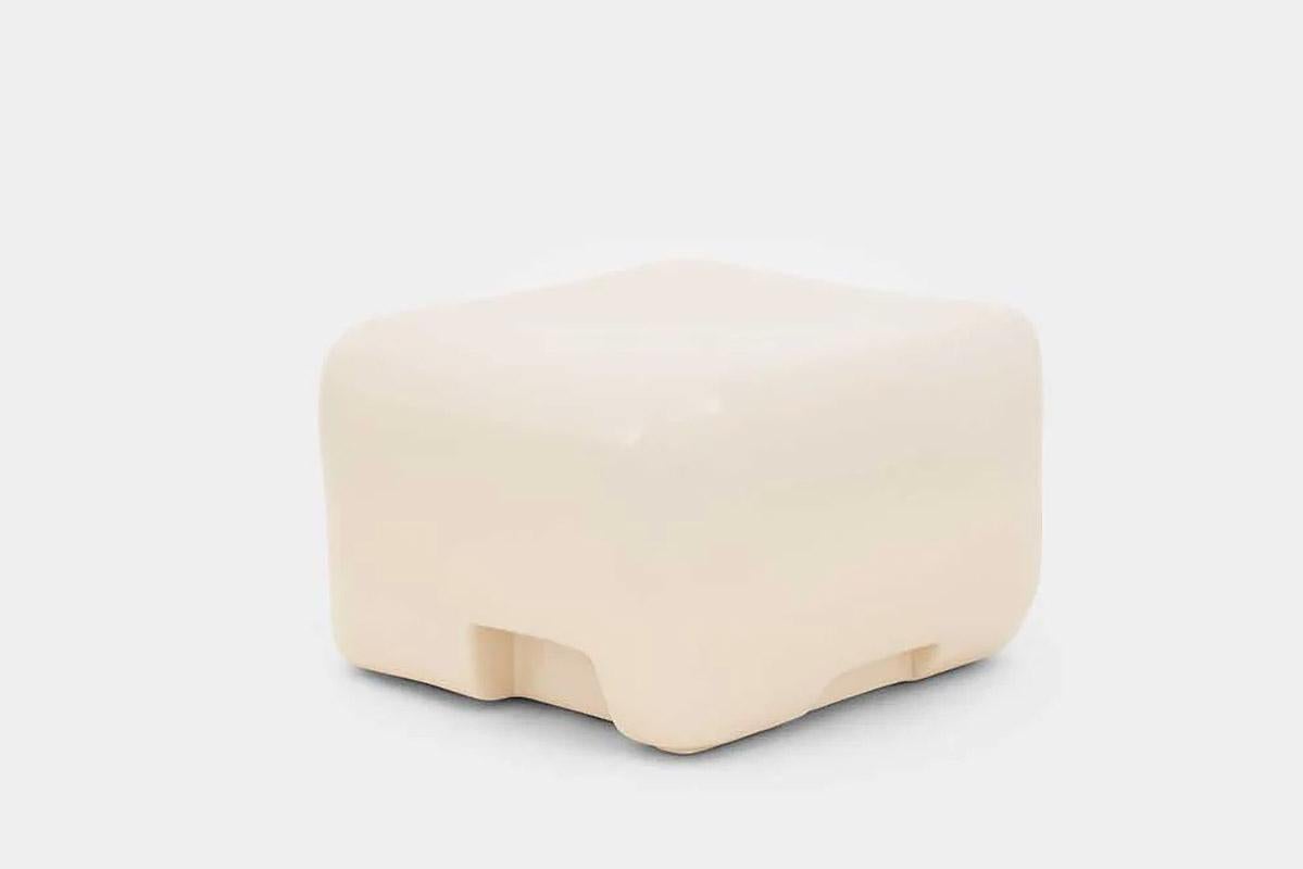 British Contemporary cream ceramic low side table / stool, Cobble Low by Faye Toogood For Sale