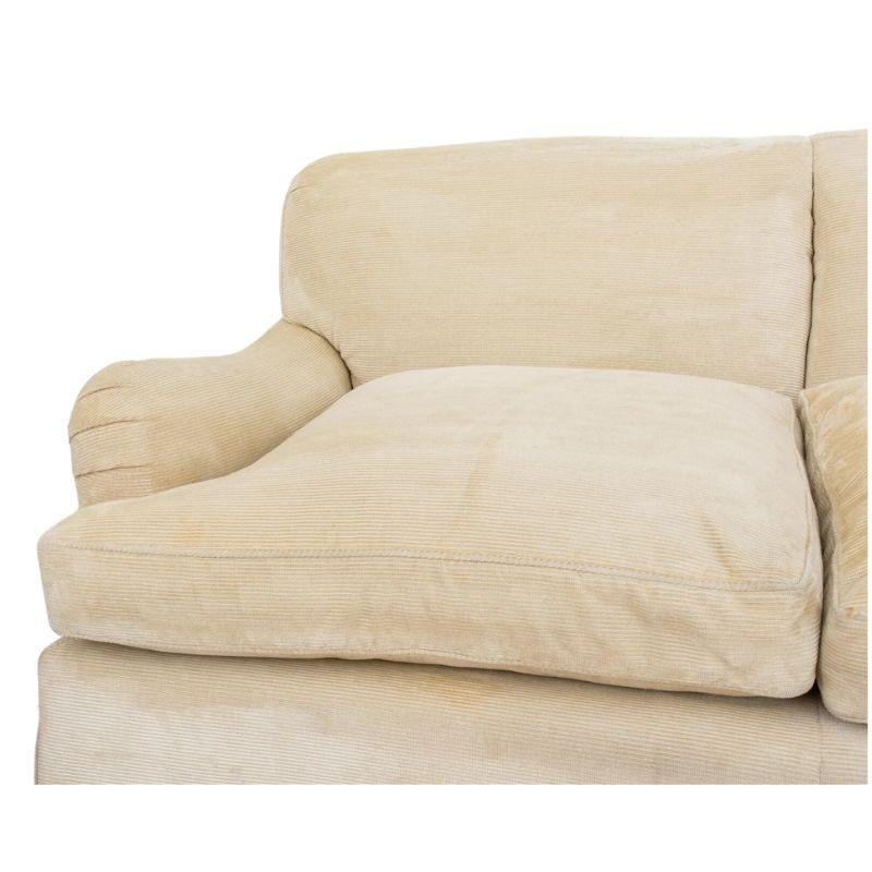 Contemporary Cream Chenille Three Seat Sofa In Good Condition For Sale In Locust Valley, NY