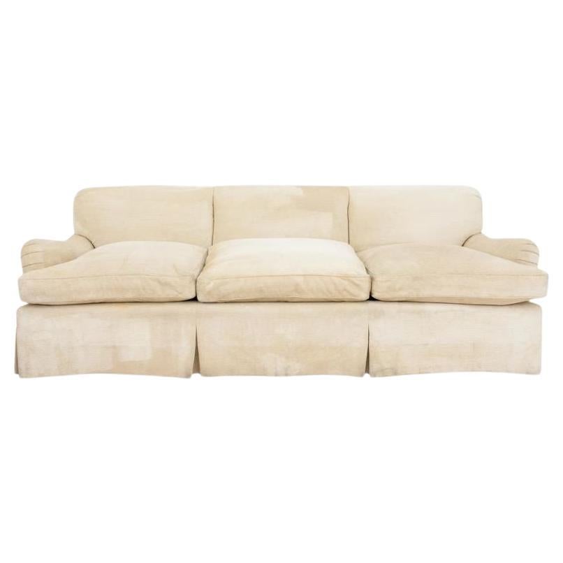 Contemporary Cream Chenille Three Seat Sofa