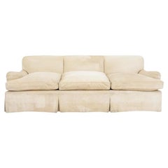 Vintage Contemporary Cream Chenille Three Seat Sofa