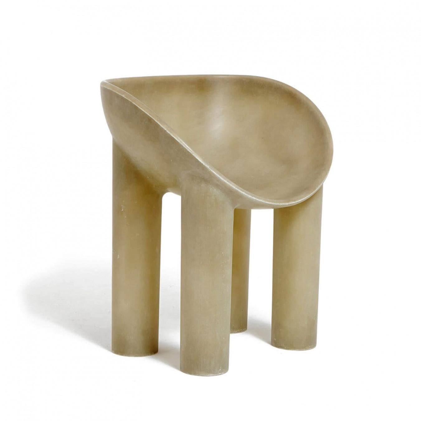 British Contemporary Cream Fiberglass Chair, Roly-Poly Dining Chair by Faye Toogood For Sale
