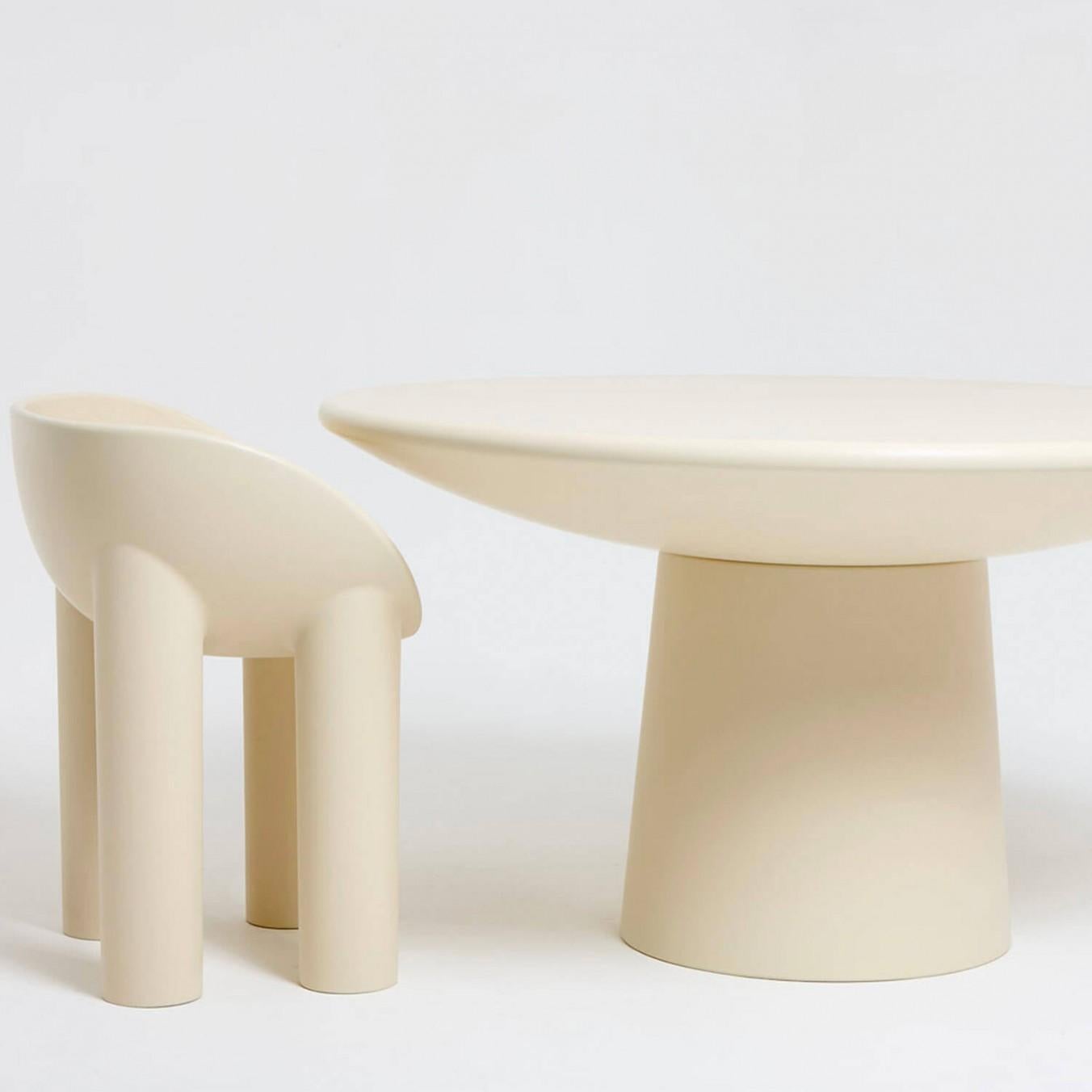 Modern Contemporary Cream Fiberglass Table, Roly-Poly Dining Table by Faye Toogood For Sale