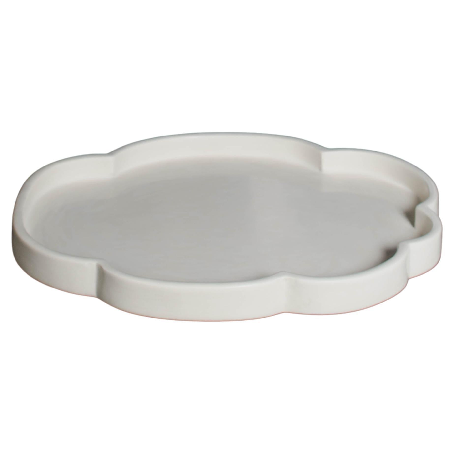 Contemporary Cream Lacquer Cloud Design Tray by Robert Kuo, Limited Edition For Sale