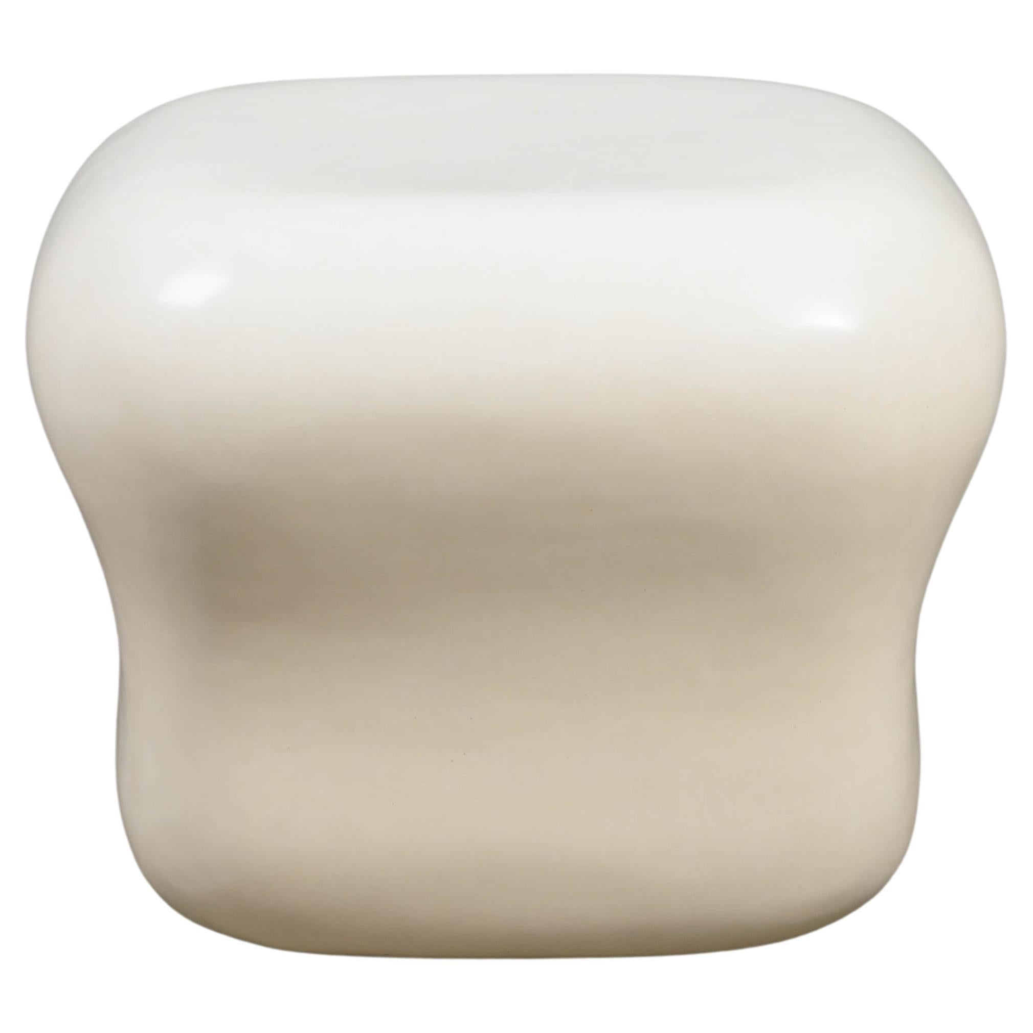 Contemporary Cream Lacquer Cushion Drumstool by Robert Kuo, Limited Edition For Sale