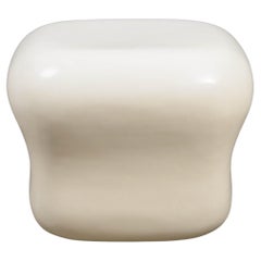 Contemporary Cream Lacquer Cushion Drumstool by Robert Kuo, Limited Edition
