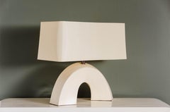 Contemporary Cream Lacquer Twisted Arch Table Lamp by Robert Kuo