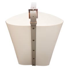 Contemporary Cream Leather with Grey Detail Pinetti Big Ovo Basket Contemporary Cream Leather with Grey Detail Pinetti Big Ovo Basket