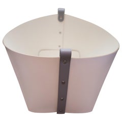 pinetti leather basket Contemporary Cream Leather with Grey Detail Pinetti Ovo Basket