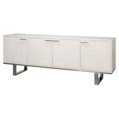 Contemporary Credenza, 94" - Embossed White Leather