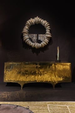 Buffet contemporain en marqueterie de laiton patiné et poli, par Erwan Boulloud