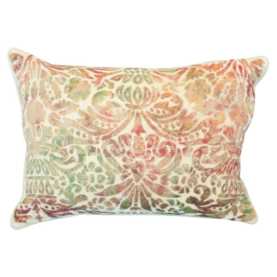 Contemporary Creme Silk Velvet Pillow with Multicolour Devoré Detail For Sale