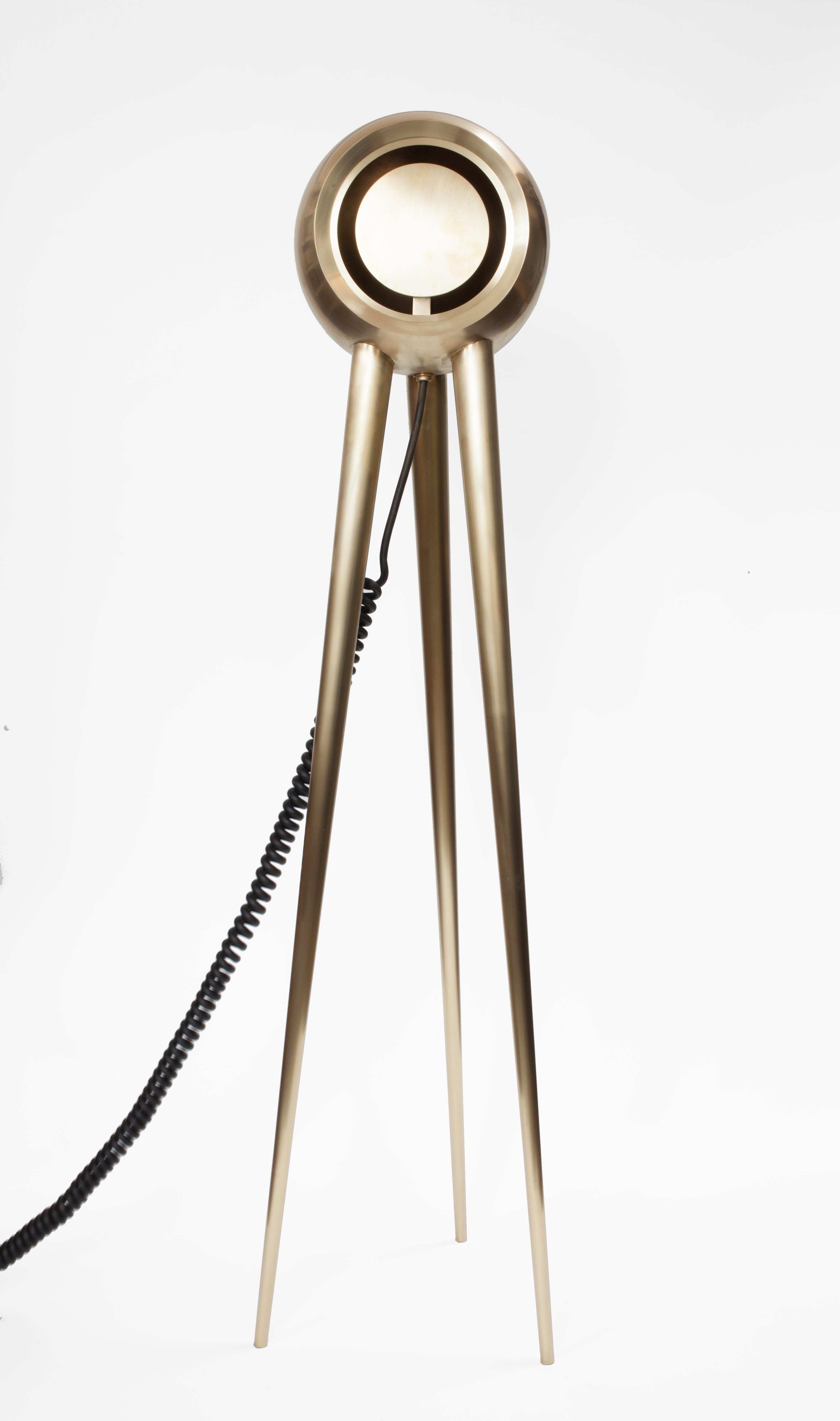 Material Lust [American, b.1981,1986]
Crepuscule Floor Lamp, 2015 
Shown in blackened brass with brushed brass interior. 
Measures: 58