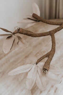 Contemporary Crescent Moon Branches and Leaves Lamp or Chandelier