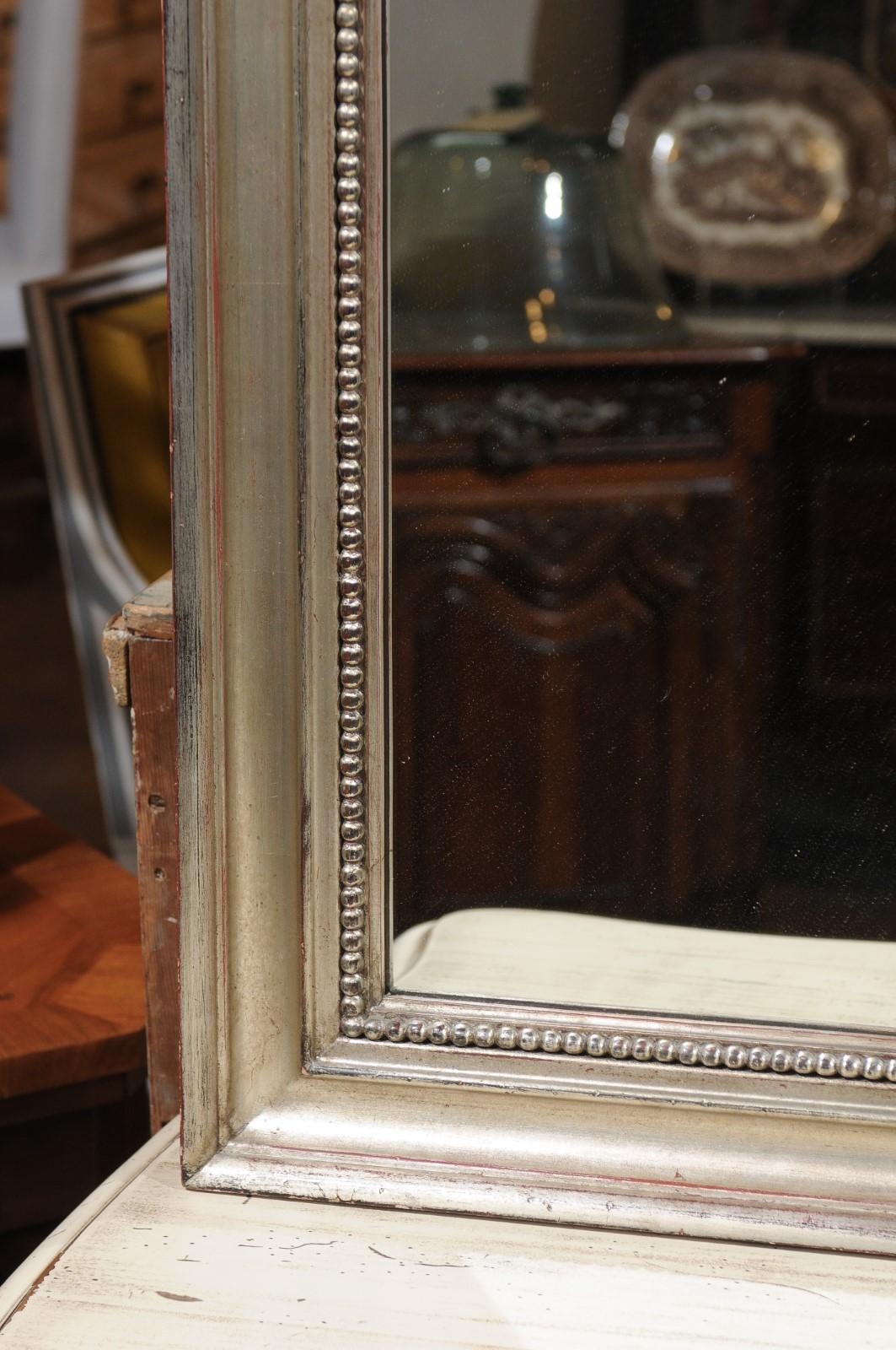 Contemporary Crested Mirror with Rocailles Motifs and Antiqued Silver Finish 5