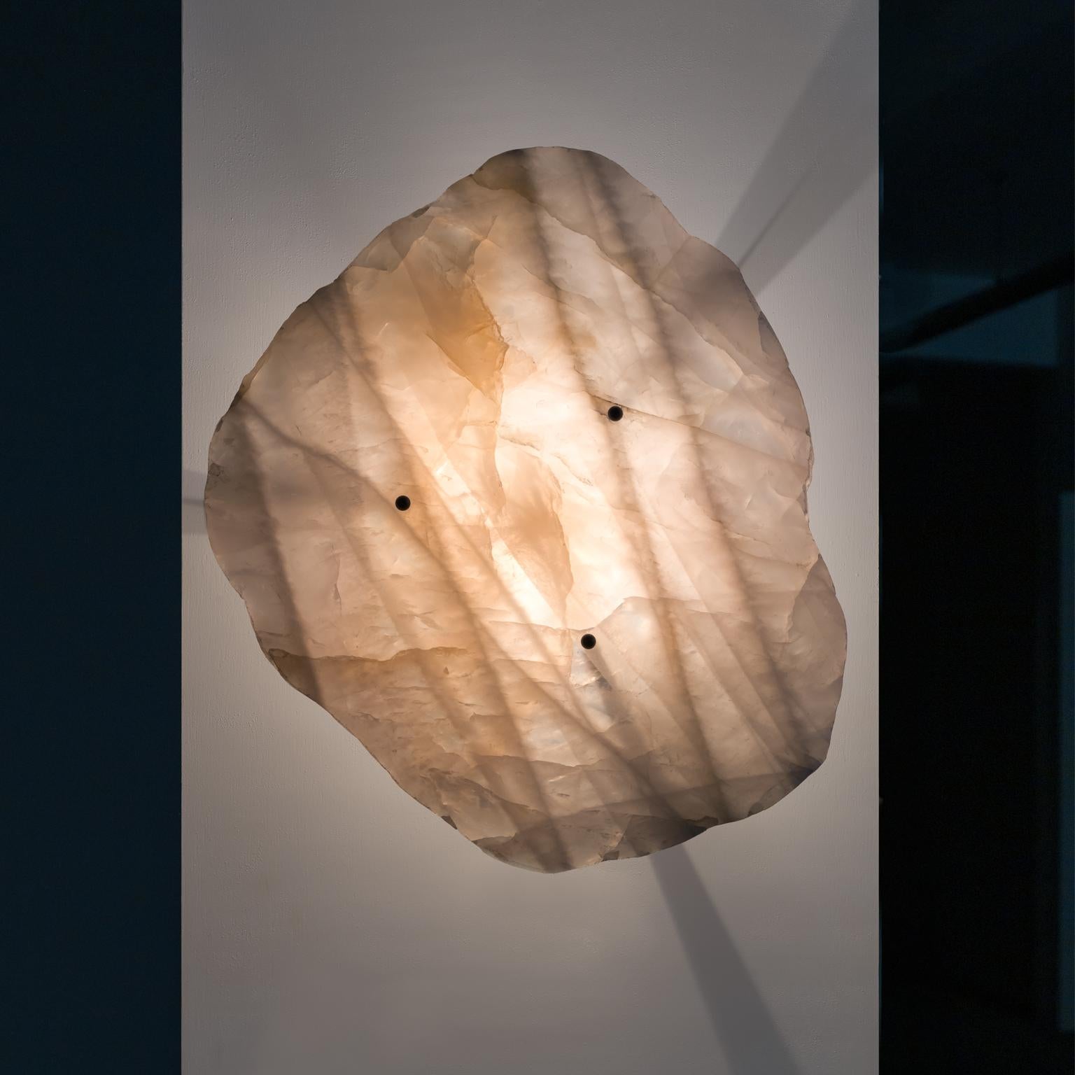 Brazilian Contemporary Crystal and Carbon Steel Wall Light