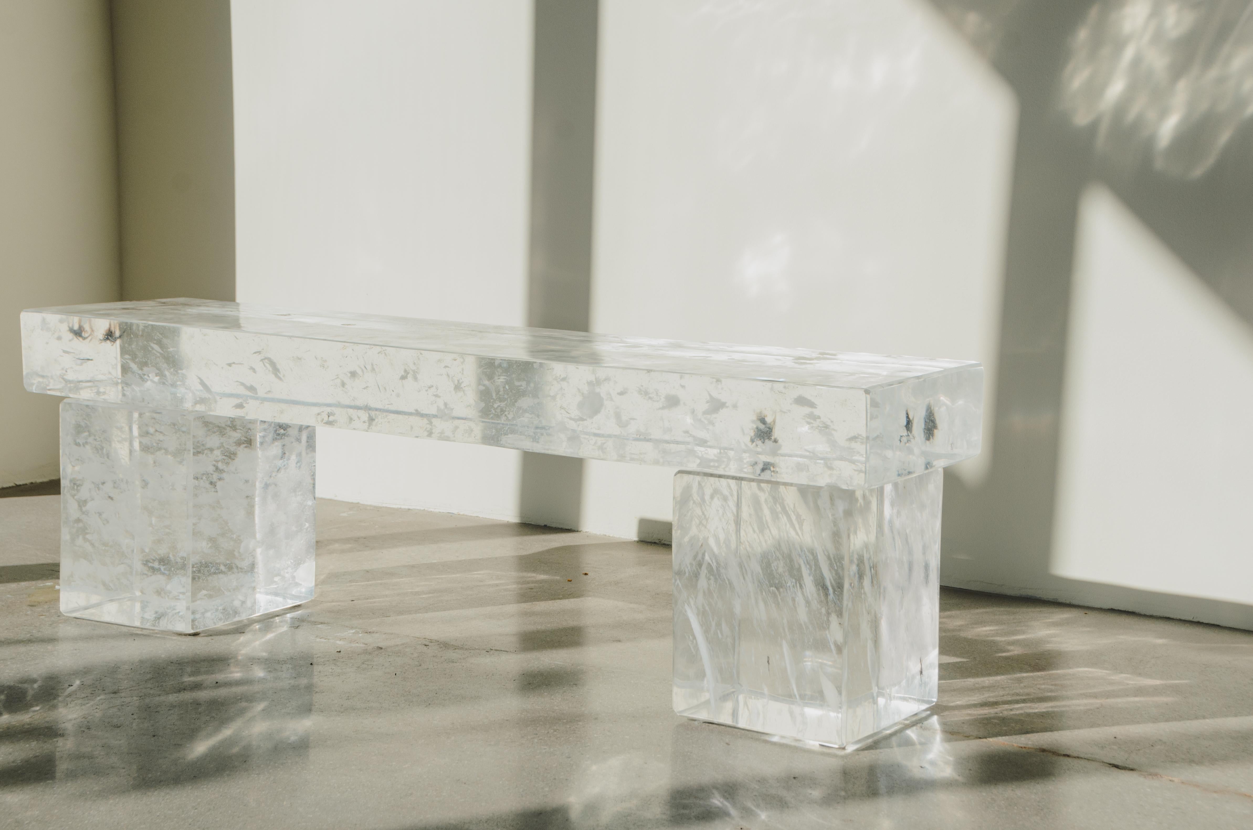 Contemporary Crystal Bench by Robert Kuo, Limited Edition In New Condition For Sale In Los Angeles, CA