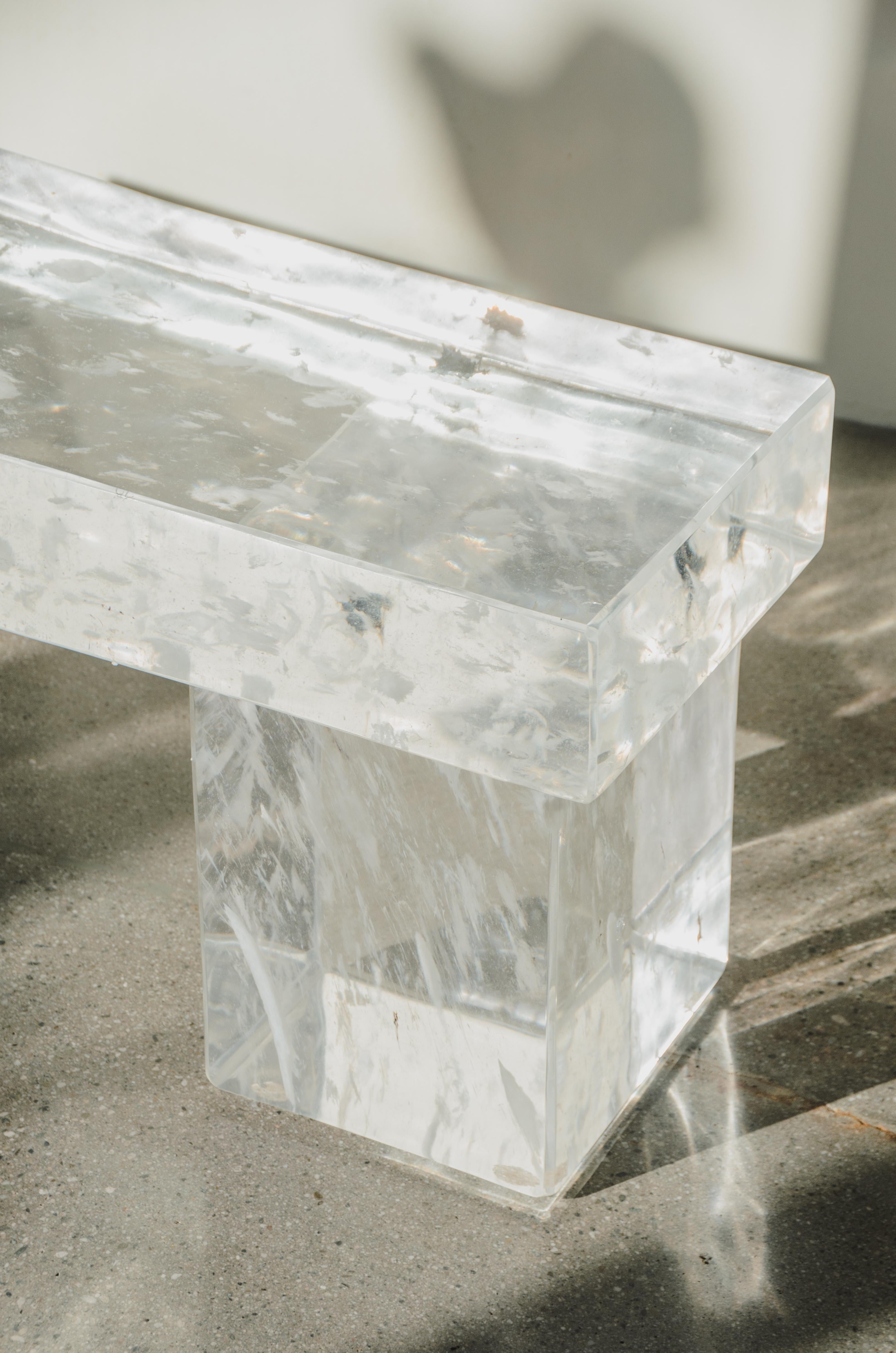 Contemporary Crystal Bench by Robert Kuo, Limited Edition For Sale 1