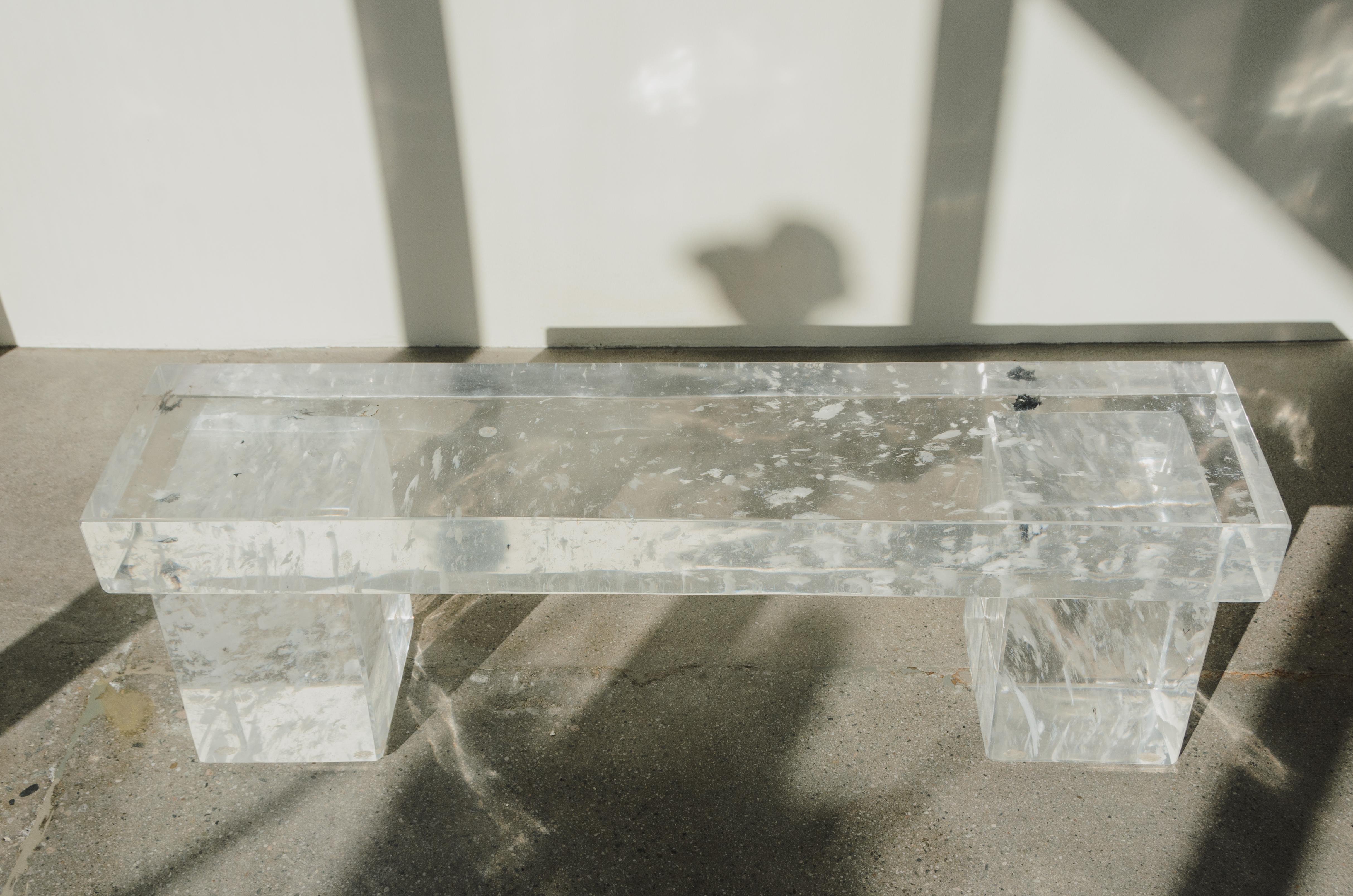 Contemporary Crystal Bench by Robert Kuo, Limited Edition For Sale 2