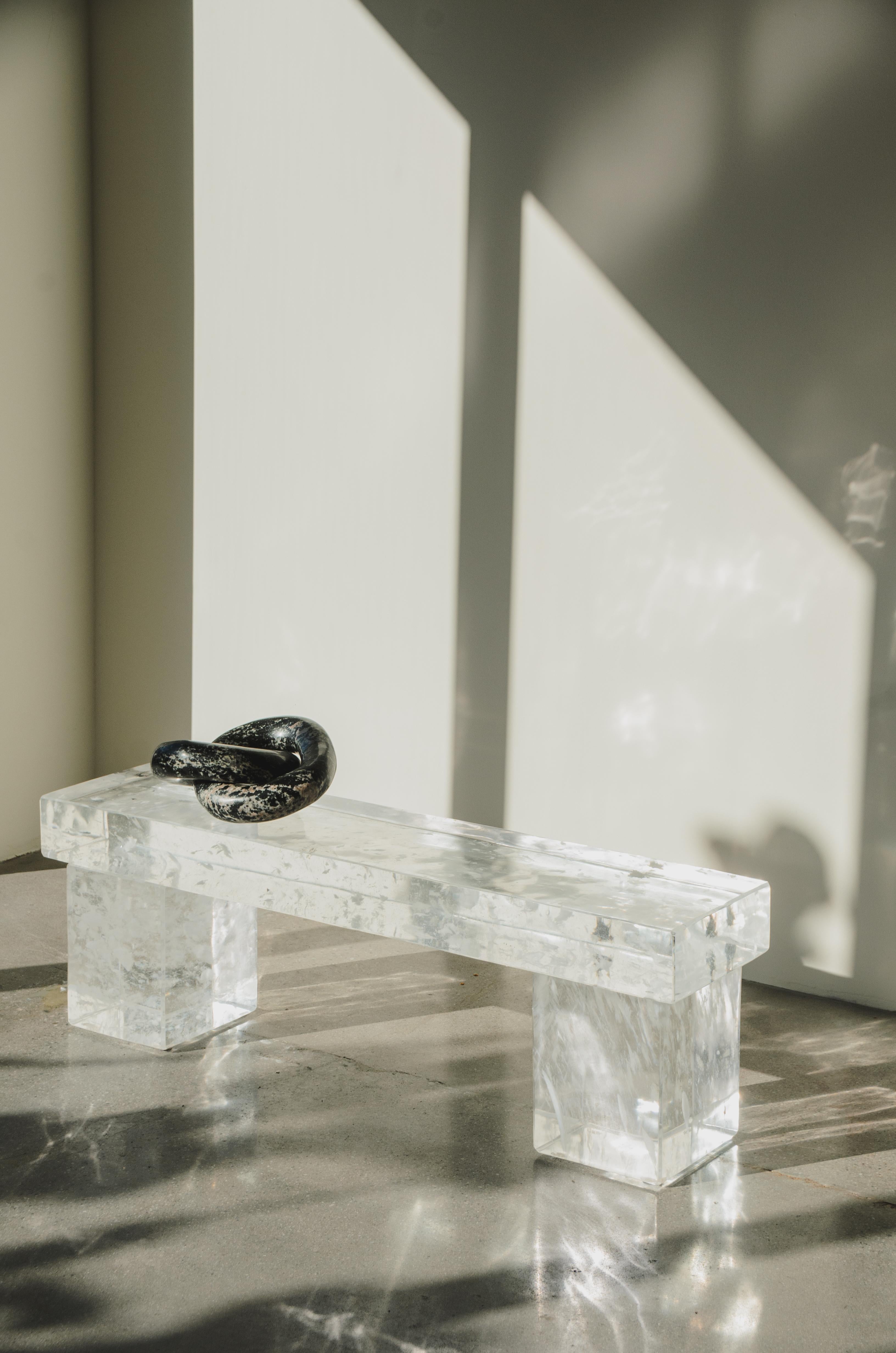 Contemporary Crystal Bench by Robert Kuo, Limited Edition For Sale 3