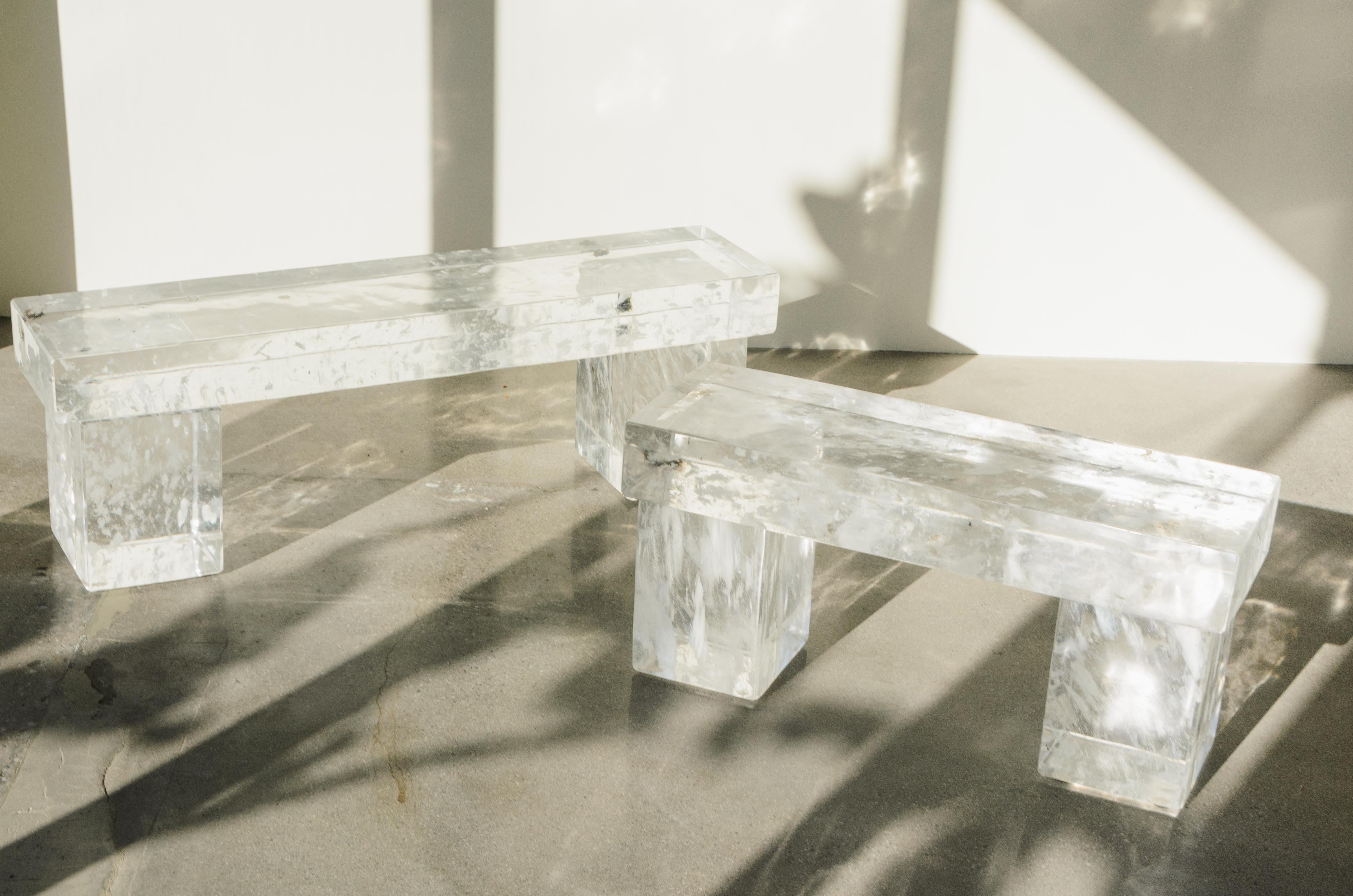 Contemporary Crystal Bench by Robert Kuo, Limited Edition For Sale 4
