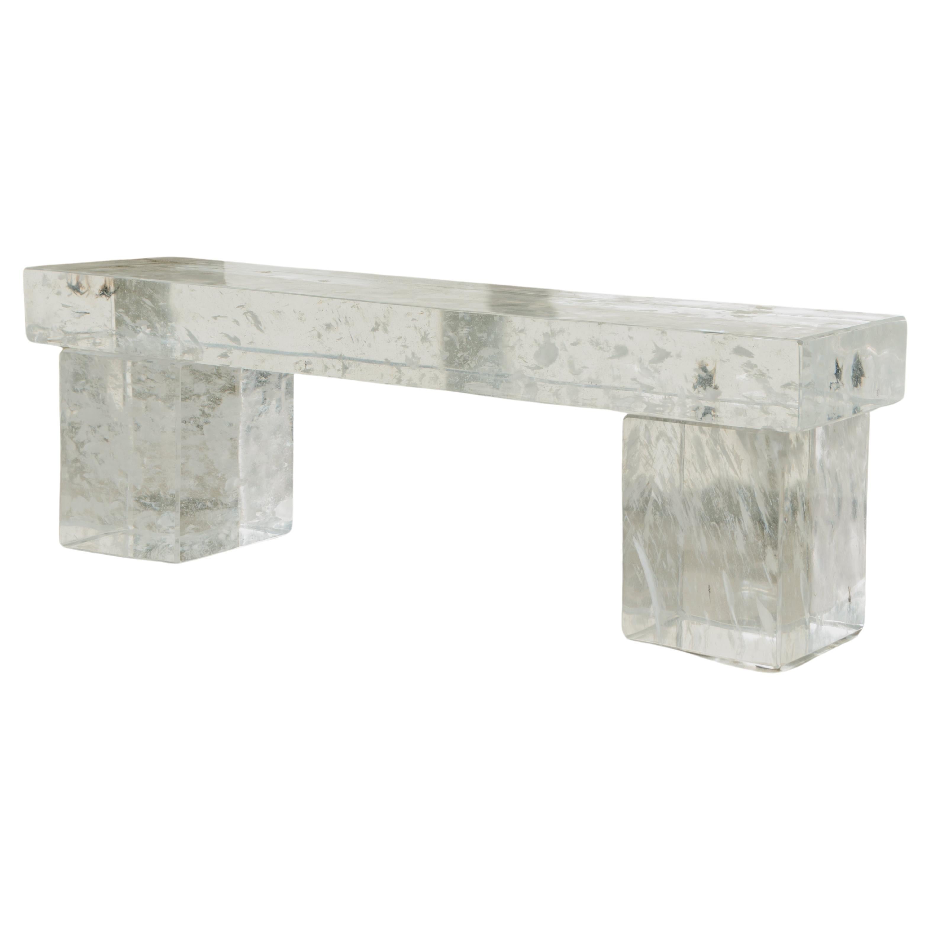 Contemporary Crystal Bench by Robert Kuo, Limited Edition For Sale