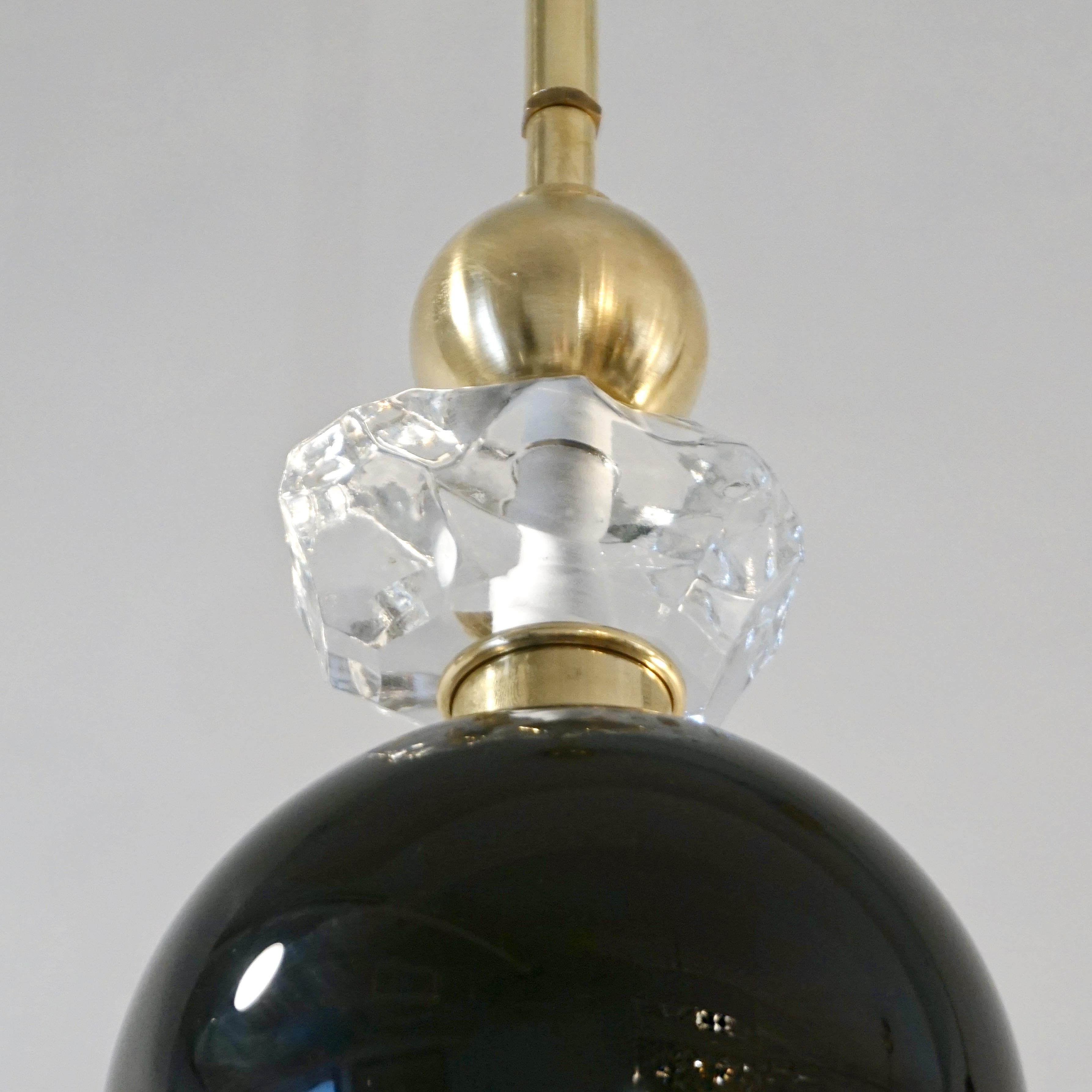 Organic Modern Contemporary Crystal Black and White Smoked Murano Glass Pendant Light For Sale